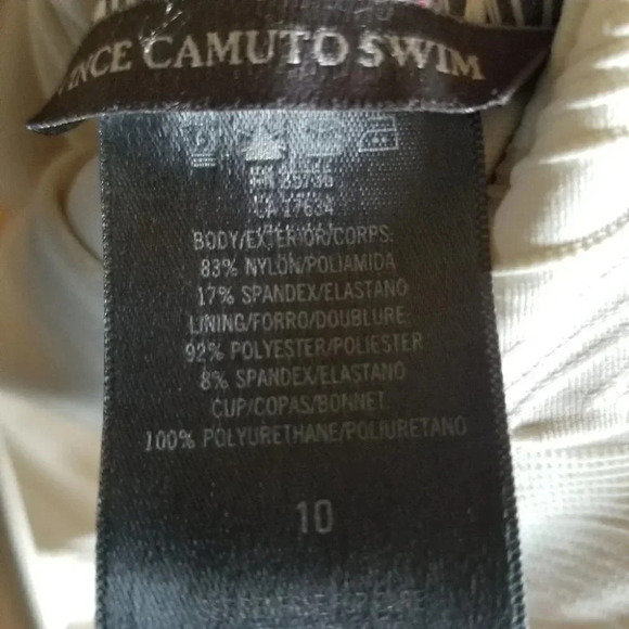 VINCE Camuto Pacific Wave Plunging  Texture One Piece Swimsuit Sand - Picture 5 of 15